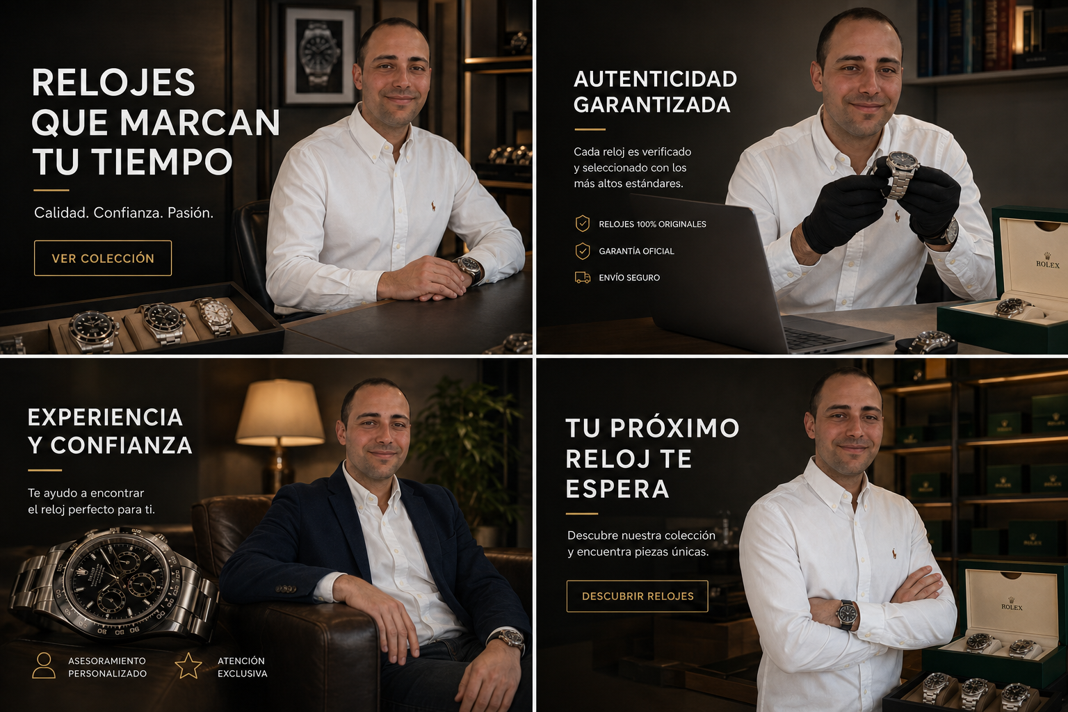 Diego presentando la marca y una seleccion de relojes